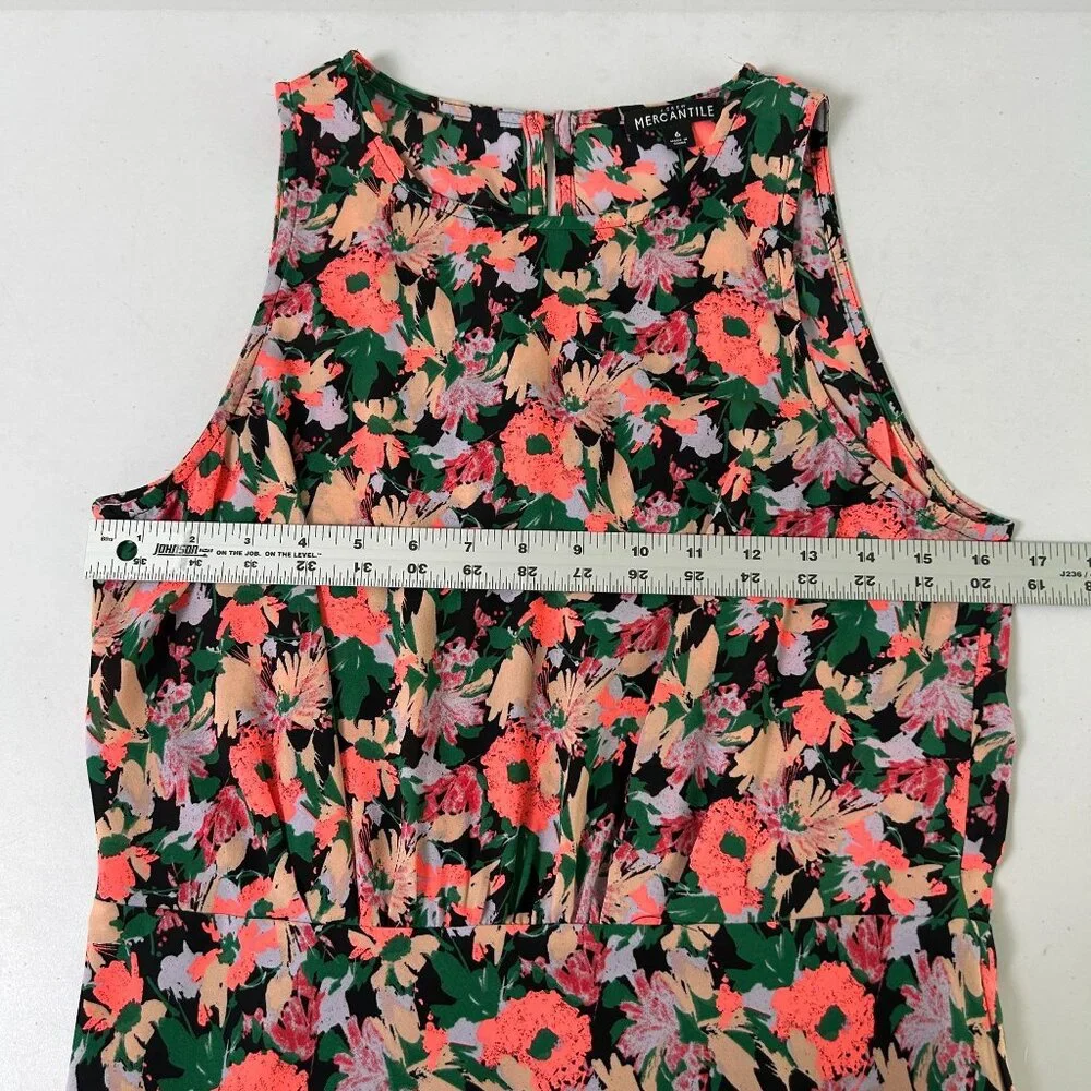 J Crew Mercantile Knee Length‎ Dress Size 6 Neon Floral Sleeveless Lined J4518